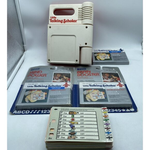 Vintage 1989 Vtech Little Talking Scholar Toy Original Set And 3 Expansion Sets - Picture 1 of 16
